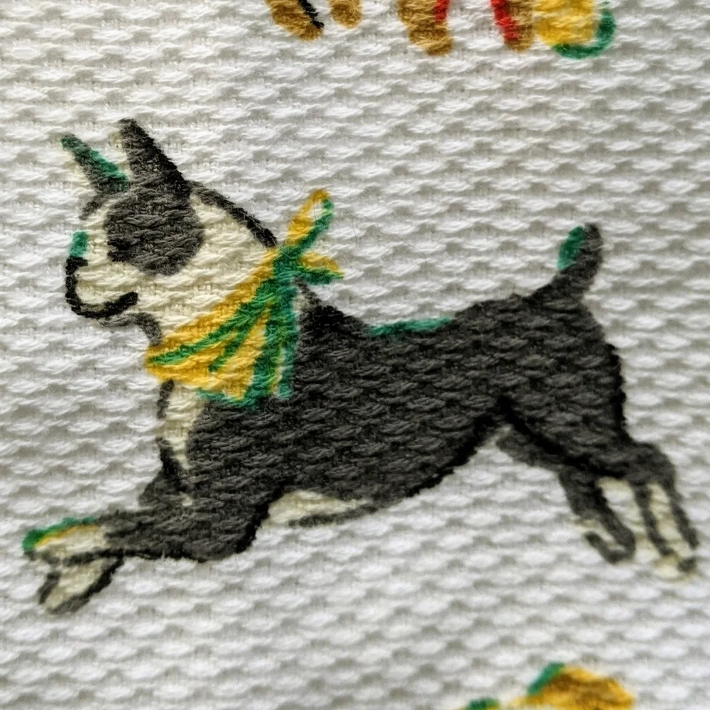 Boston Terrier Various Breed Dog Print Kitchen Towel Set Of Two White Multi NWT